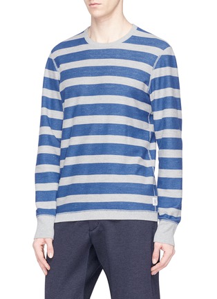 Detail View - Click To Enlarge - REIGNING CHAMP - Reversible stripe long sleeve French terry T-shirt