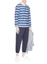Figure View - Click To Enlarge - REIGNING CHAMP - Reversible stripe long sleeve French terry T-shirt