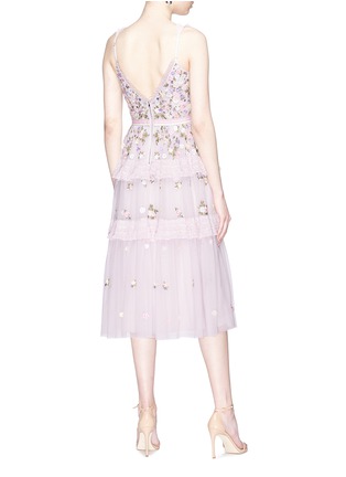 Figure View - Click To Enlarge - NEEDLE & THREAD - 'Prism Ditsy' floral embroidered tulle midi dress