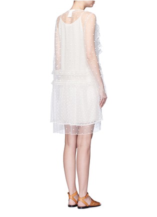 Back View - Click To Enlarge - CHLOÉ - Dot embroidered ruffle tulle dress