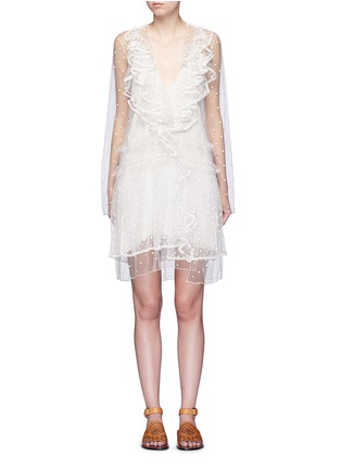 Main View - Click To Enlarge - CHLOÉ - Dot embroidered ruffle tulle dress