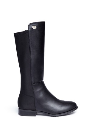 Main View - Click To Enlarge - STUART WEITZMAN - '5050' panelled scuba jersey faux leather kids boots