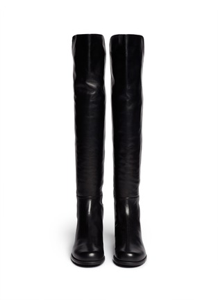 Figure View - Click To Enlarge - STUART WEITZMAN - '5050' panelled scuba jersey faux leather kids boots