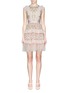 Main View - Click To Enlarge - NEEDLE & THREAD - 'Lattice Rose Mini' ruffle floral embroidered tulle dress