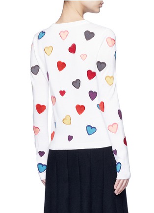 Back View - Click To Enlarge - ALICE & OLIVIA - Rainbow button hearts embroidery wool cardigan