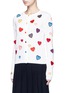 Front View - Click To Enlarge - ALICE & OLIVIA - Rainbow button hearts embroidery wool cardigan