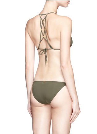 Back View - Click To Enlarge - VIX - 'Lucy Military' lattice back bead triangle bikini top