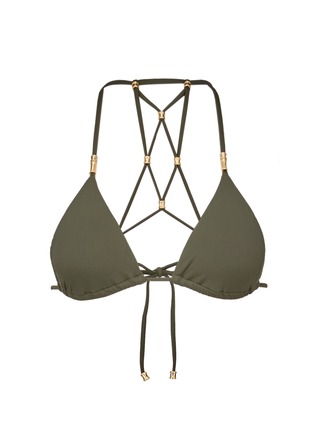 Main View - Click To Enlarge - VIX - 'Lucy Military' lattice back bead triangle bikini top