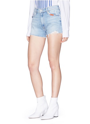 Front View - Click To Enlarge - MOTHER - 'Easy Does It' contrast stitch denim shorts
