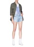 Figure View - Click To Enlarge - MOTHER - 'Easy Does It' contrast stitch denim shorts