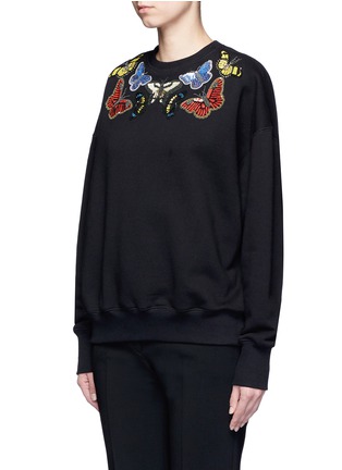 Front View - Click To Enlarge - ALEXANDER MCQUEEN - Butterfly embellished fleece sweatshirt