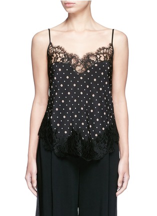 Main View - Click To Enlarge - GIVENCHY - Lace trim microprint silk crepe de Chine camisole