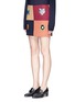 Front View - Click To Enlarge - STELLA MCCARTNEY - 'Moana' embroidered badge colourblock melton skirt
