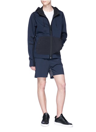 Figure View - Click To Enlarge - ISAORA - 'Taped' contrast panel zip performance hoodie