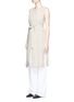 Front View - Click To Enlarge - THEORY - 'Skea' tie waist linen blend long vest