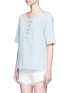 Front View - Click To Enlarge - RAG & BONE - Washed denim lace-up top