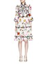 Main View - Click To Enlarge - GUCCI - Rose and bee print ruffle poplin dress