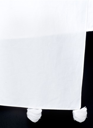 Detail View - Click To Enlarge - PORTS 1961 - Asymmetric layered pompom apron cotton poplin shirt