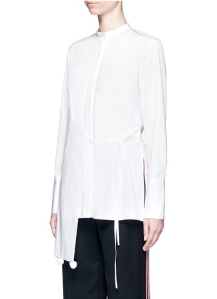 Front View - Click To Enlarge - PORTS 1961 - Asymmetric layered pompom apron cotton poplin shirt