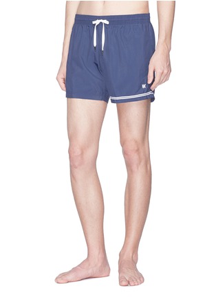 Figure View - Click To Enlarge - DANWARD - 'Elba' stripe cuff swim shorts