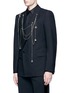 Front View - Click To Enlarge - ALEXANDER MCQUEEN - Chain link pin wool blazer