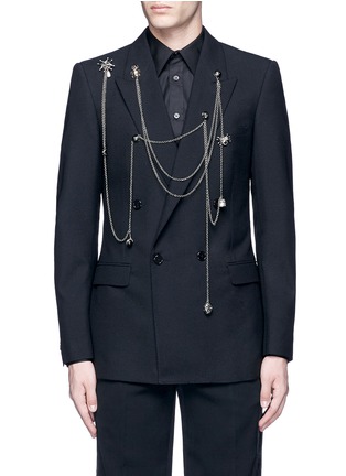 Main View - Click To Enlarge - ALEXANDER MCQUEEN - Chain link pin wool blazer