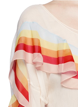 Detail View - Click To Enlarge - CHLOÉ - Rainbow ruffle trim silk crépon blouse