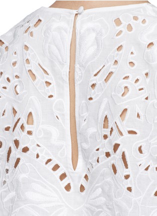 Detail View - Click To Enlarge - THEORY - 'Brizabela' floral cutwork embroidery linen-cotton top
