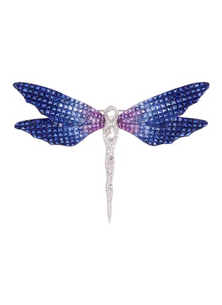 Main View - Click To Enlarge - ANYALLERIE - 'Winter Dragonfly' diamond sapphire 18k white gold brooch