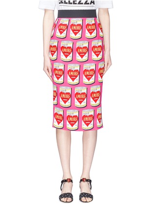 Main View - Click To Enlarge - - - 'Amore' tin can print silk pencil skirt