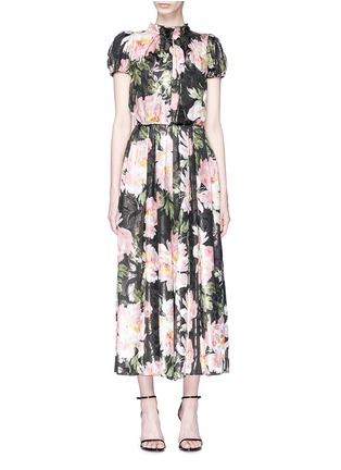 Main View - Click To Enlarge - - - Floral print pleated jacquard dress