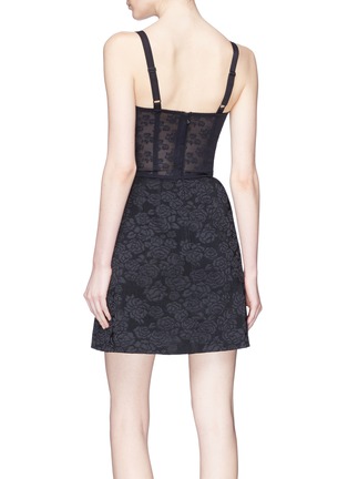 Back View - Click To Enlarge - - - Lace-up bustier floral jacquard dress