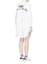 Back View - Click To Enlarge - MO&CO. - Monogram embroidery poplin shirt dress