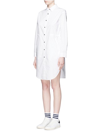Front View - Click To Enlarge - MO&CO. - Monogram embroidery poplin shirt dress