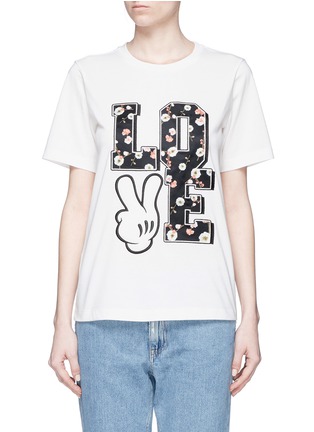Main View - Click To Enlarge - MO&CO. - 'LOVE' floral print T-shirt