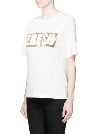 Front View - Click To Enlarge - MO&CO. - 'Fresh' sequin slogan T-shirt