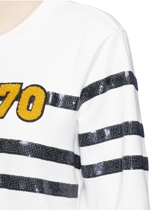 Detail View - Click To Enlarge - MO&CO. - Number badge sequin stripe French terry sweatshirt