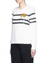 Front View - Click To Enlarge - MO&CO. - Number badge sequin stripe French terry sweatshirt