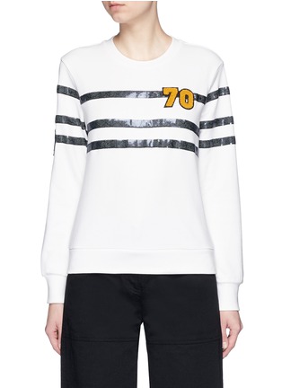 Main View - Click To Enlarge - MO&CO. - Number badge sequin stripe French terry sweatshirt