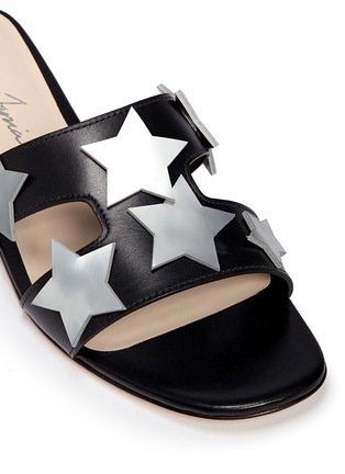 Detail View - Click To Enlarge - ISA TAPIA - 'Clara' metallic star appliqué leather slide sandals