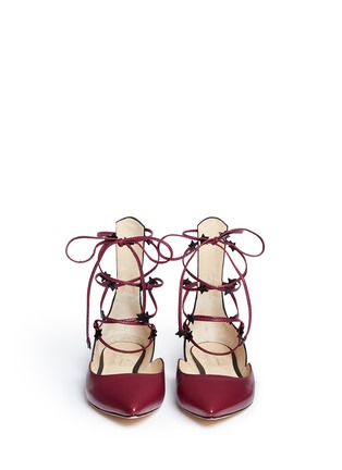 Front View - Click To Enlarge - ISA TAPIA - 'Comet' colourblock leather lace-up flats