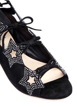 Detail View - Click To Enlarge - ISA TAPIA - 'Dawn' cutout star crystal suede sandals