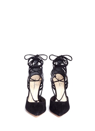 Front View - Click To Enlarge - ISA TAPIA - 'Oprieta' cutout star crystal suede pumps