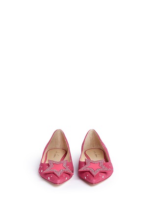 Front View - Click To Enlarge - ISA TAPIA - 'Ganna' star leather appliqué stud suede flats