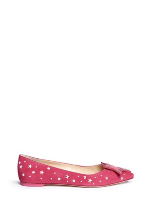 Main View - Click To Enlarge - ISA TAPIA - 'Ganna' star leather appliqué stud suede flats