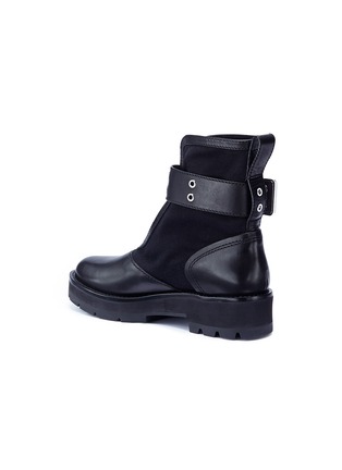 Detail View - Click To Enlarge - 3.1 PHILLIP LIM - 'Cat' buckled strap leather panel twill combat boots