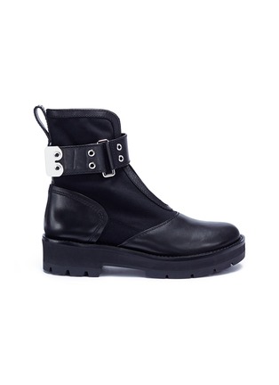 Main View - Click To Enlarge - 3.1 PHILLIP LIM - 'Cat' buckled strap leather panel twill combat boots