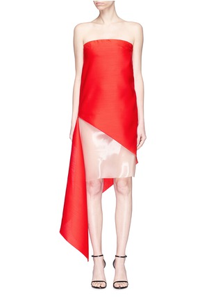 Main View - Click To Enlarge - DION LEE - Colourblock panel asymmetric sail strapless dress