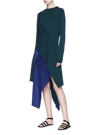 Figure View - Click To Enlarge - ROSETTA GETTY - Asymmetric reversible chenille knit midi skirt
