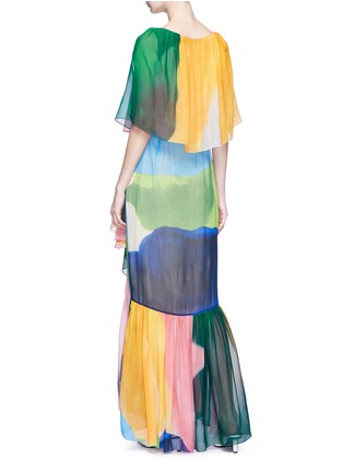 Figure View - Click To Enlarge - ROSETTA GETTY - Colourblock tiered ruffle silk chiffon maxi dress